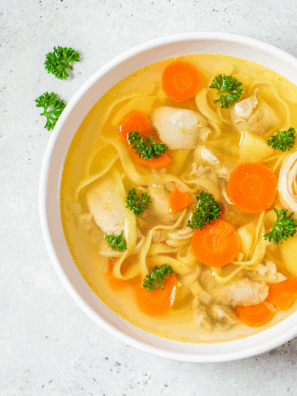 Bowl of Jason’s Deli chicken noodle soup copycat recipe