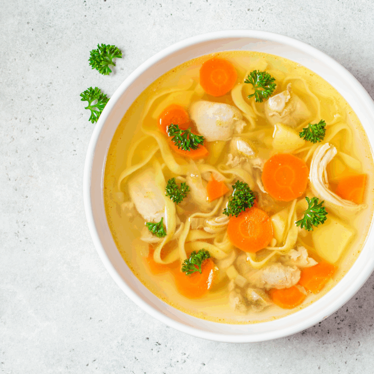 Bowl of Jason’s Deli chicken noodle soup copycat recipe