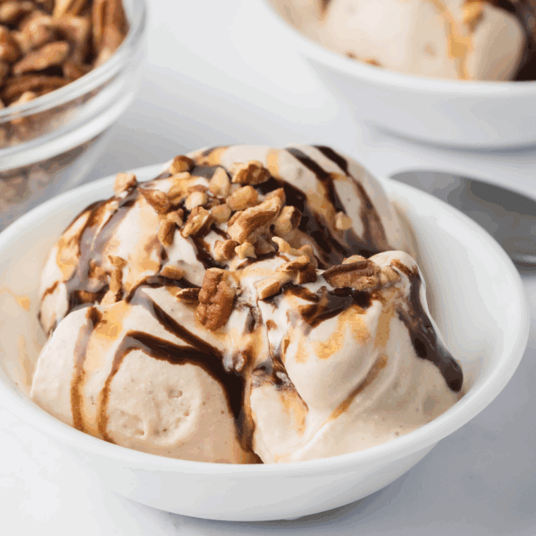 Ninja Creami non-dairy Jamoca Chip ice cream made with coconut milk, coffee, and chocolate chips served in a bowl.