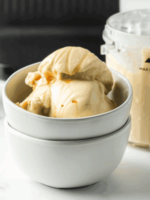 "Ninja Creami non-dairy Jamoca chip ice cream in a bowl"