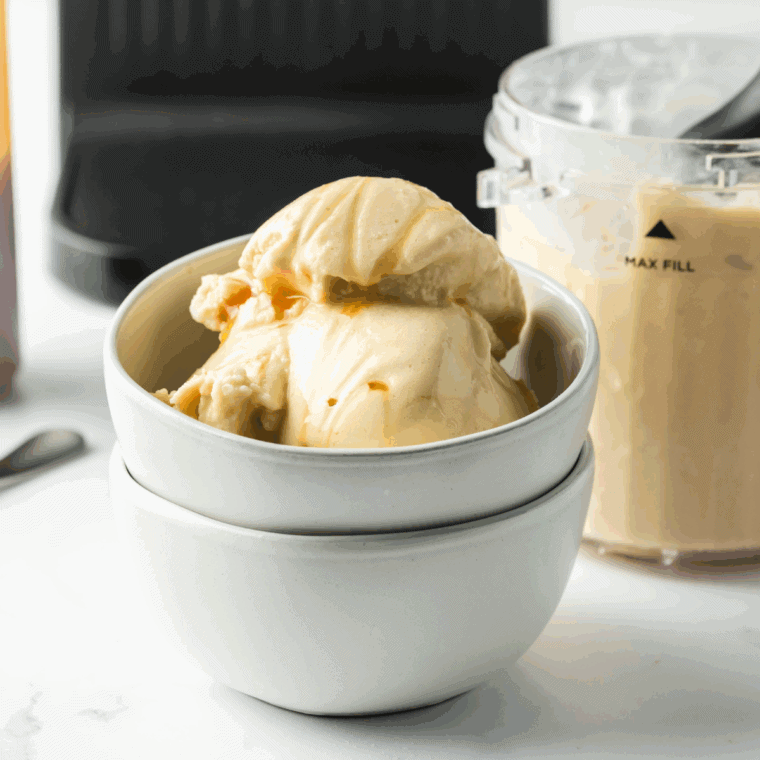 Ninja Creami non-dairy Jamoca chip ice cream in a bowl