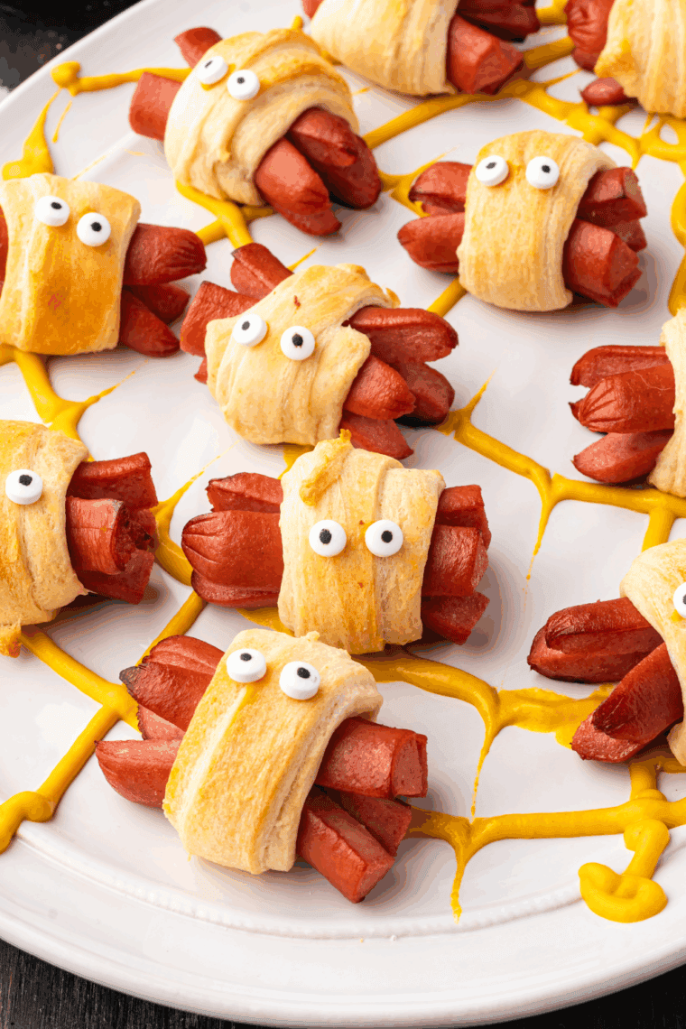 Crispy Air Fryer Spider Hot Dogs with fun Halloween presentation, perfect for kids.