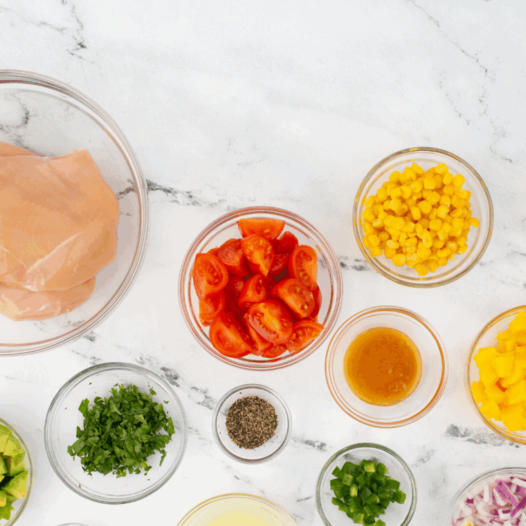 Ingredients needed for Bonefish Grill Citrus Herb Vinaigrette Recipe on kitchen table.