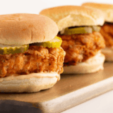 Crispy A&W copycat Chubby Chicken Sandwich on a toasted bun with lettuce and mayo.