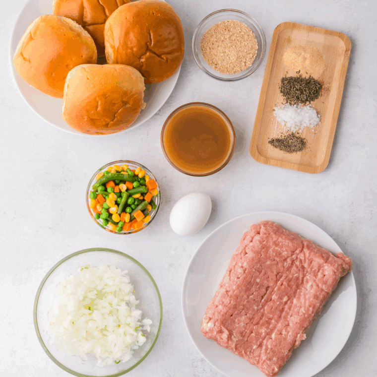 Ingredients needed for Easy Barefoot Contessa Turkey Burger Recipe on kitchen table.