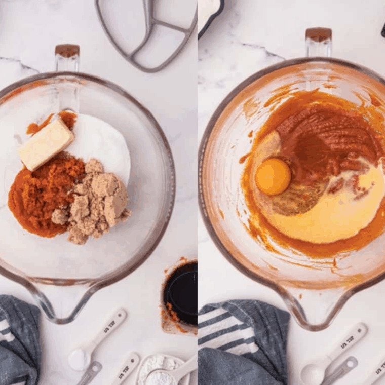 In a large bowl, whisk together flour, baking powder, baking soda, salt, cinnamon, cardamom, and nutmeg until well combined. This ensures your spices are evenly distributed.