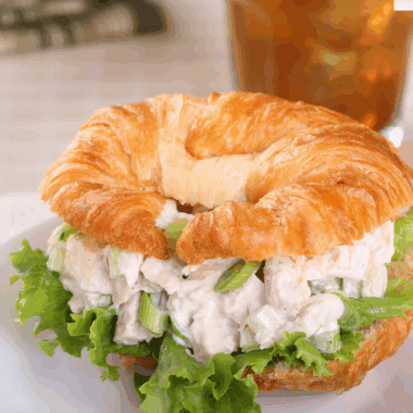 Homemade Classic Carol Chicken Salad in a bowl, creamy and garnished, ready to serve on sandwiches or wraps.
