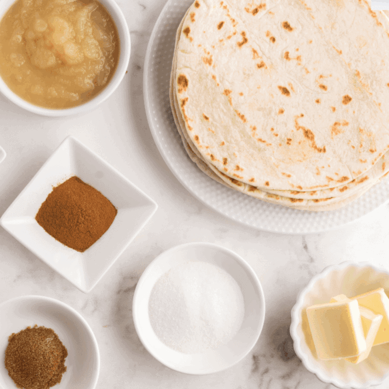 Ingredients needed for Easy Dip For Cinnamon Sugar Pita Chips on kitchen table.