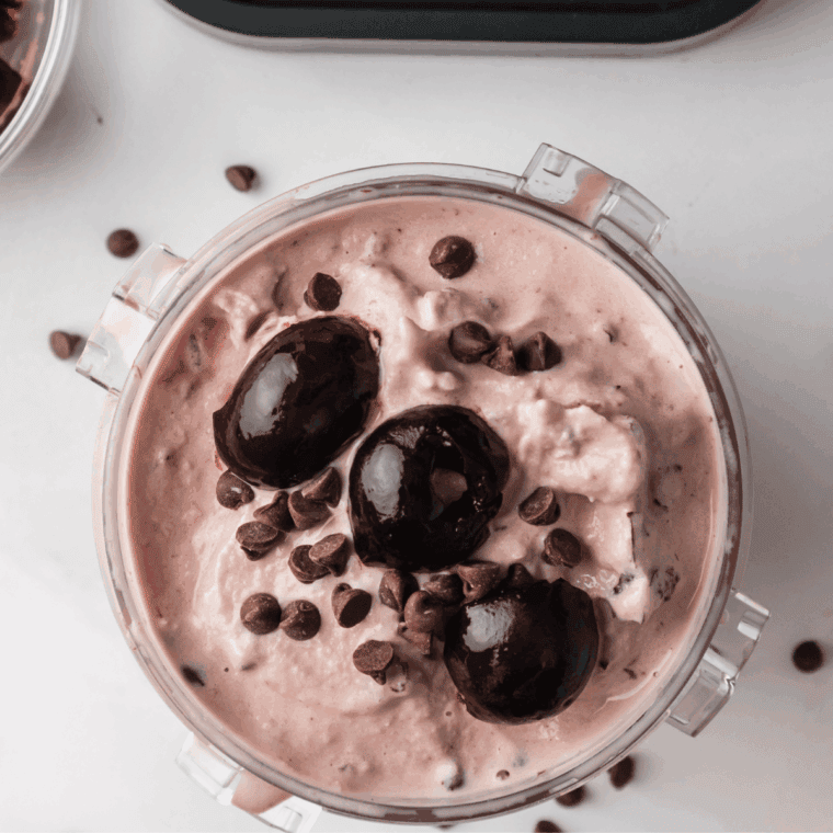 Easy Ninja Creami Cherry Chocolate Ice Cream in Ninja Creami Machine.