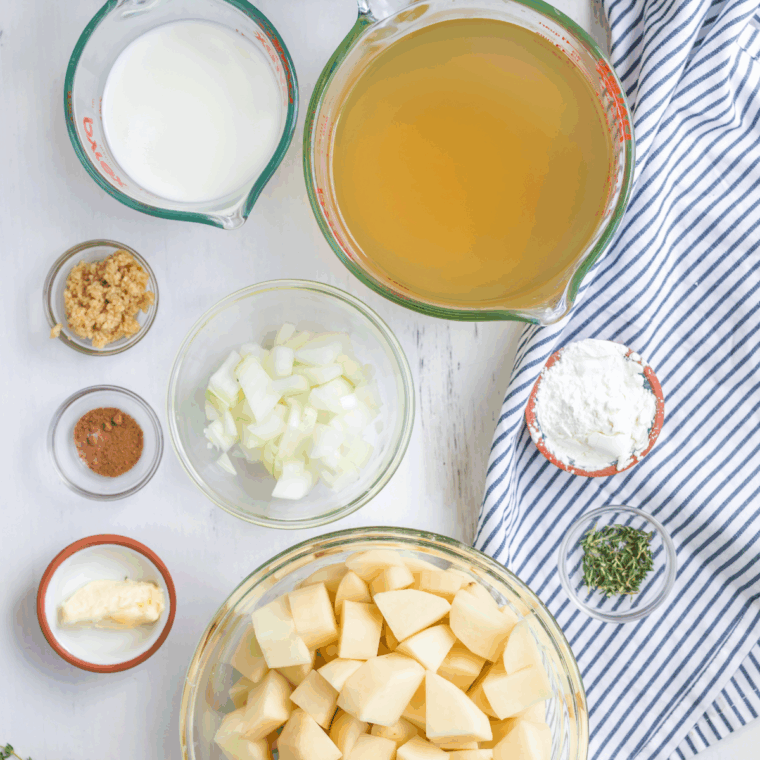 Ingredients needed for French Potato Salad by Barefoot Contessa on kitchen table.