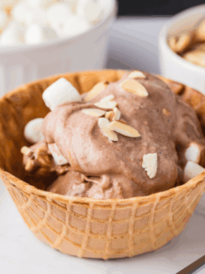 Ninja Creami Copycat Baskin Robbins Rocky Road Ice Cream Recipe