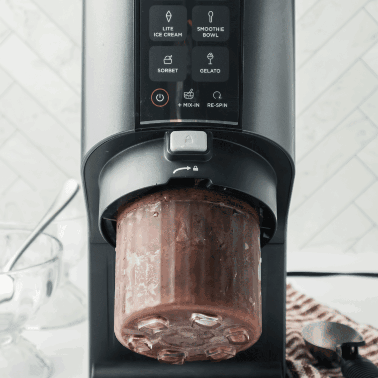 Pour ice cream base into Ninja Creami pint container and freeze for 24 hours.