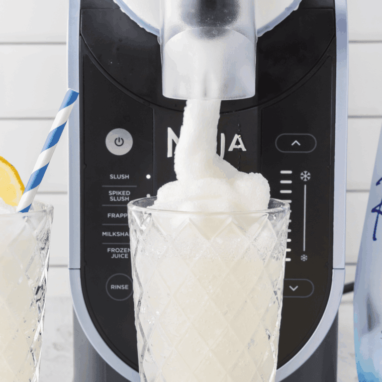 Frosted Lemonade being dispensed from the Ninja Slushi Machine.