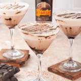 Icy Ninja Slushi Frozen Chocolate Martini served in a glass with chocolate drizzle.