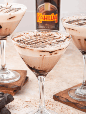 Icy Ninja Slushi Frozen Chocolate Martini served in a glass with chocolate drizzle.