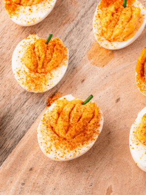 These Pumpkin Deviled Eggs are a fun and festive twist on a classic! Perfect for Halloween parties or Thanksgiving appetizers, they’re cute, creamy, and always a crowd favorite.