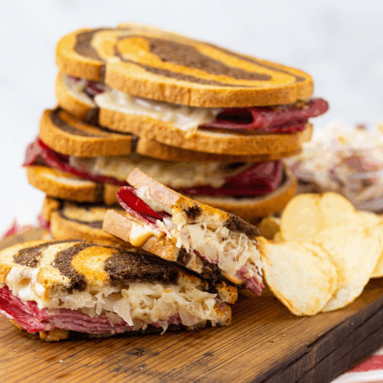 Close up of picture of Copycat Easy Jason's Deli Reuben Recipe.