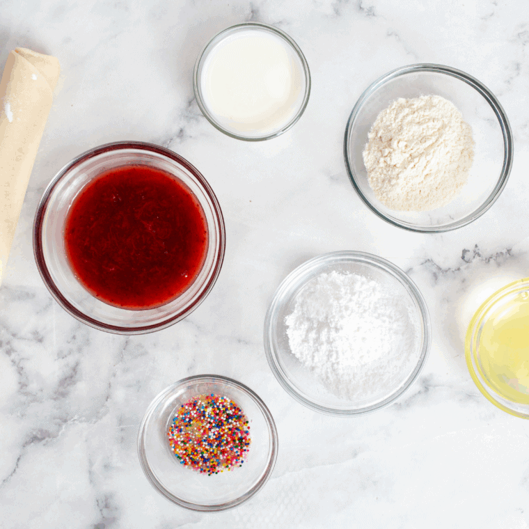 Ingredients needed for Easy Air Fryer Cranberry Pop-Tarts on kitchen table.