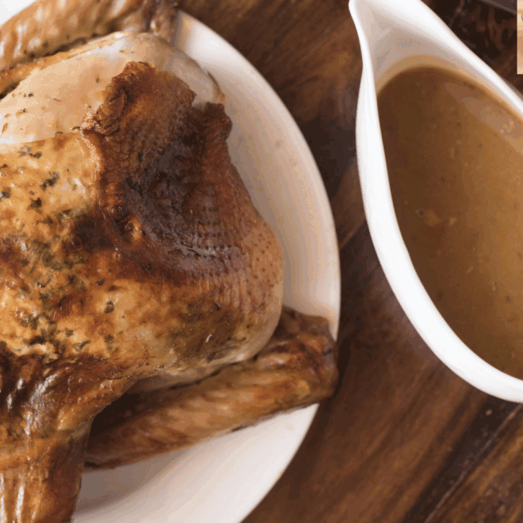 Stir rich, smooth turkey gravy into pan and prepare to serve.