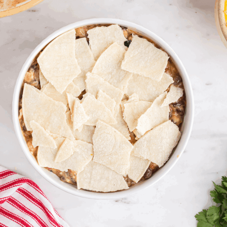 Top with cheese and chips –