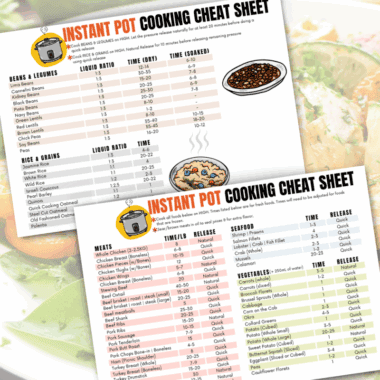 Free Instant Pot Cooking Cheat Sheets