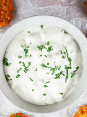 Ruth’s Chris Steak House bleu cheese dressing in a bowl served with salad