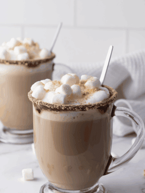 Enjoy the ultimate cozy treat with this S’mores Hot Chocolate Starbucks Copycat! Creamy hot chocolate topped with toasted marshmallows and graham cracker crumbs for a campfire-inspired drink at home.
