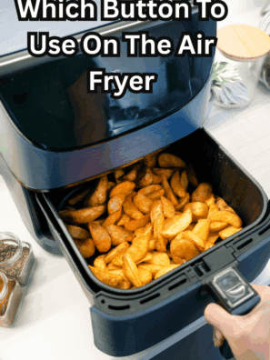 alt="Air fryer control panel showing common buttons like air fry, bake, roast, reheat, and temperature settings"