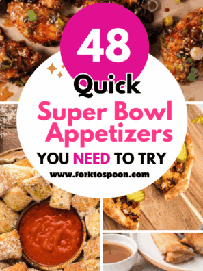 Get ready to score big at your Super Bowl party with 50 game-changing appetizers that will keep your guests coming back for more! From cheesy dips to crispy bites, this collection has all the Game Day Party Food you need. Perfect for air fryers, crockpots, or stovetop cooking, these recipes are easy to make, crowd-pleasing, and packed with flavor. Pin this list and make your Super Bowl Snacks the talk of the season!
