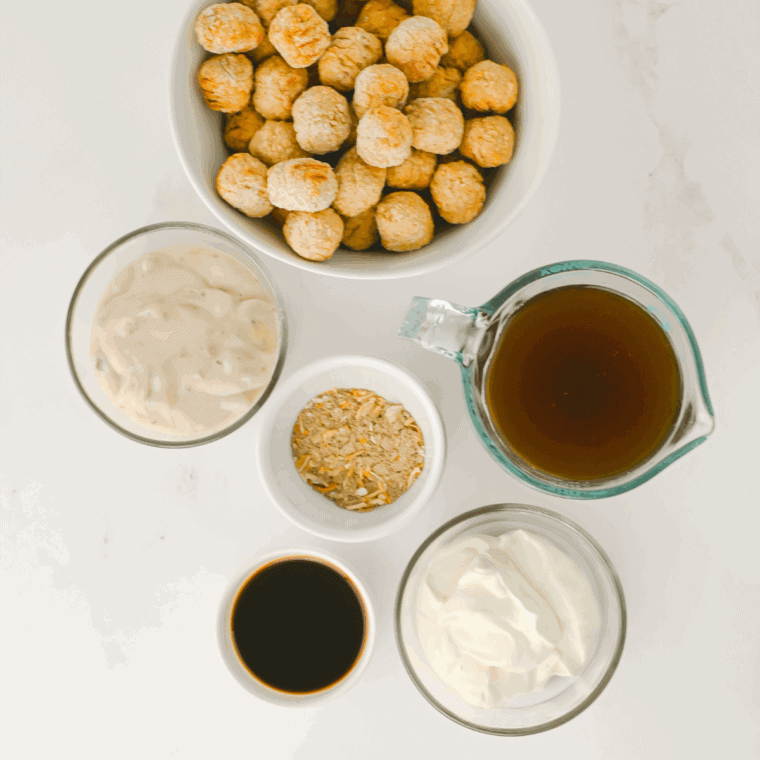Ingredients needed for Slow Cooker Swedish Meatballs.