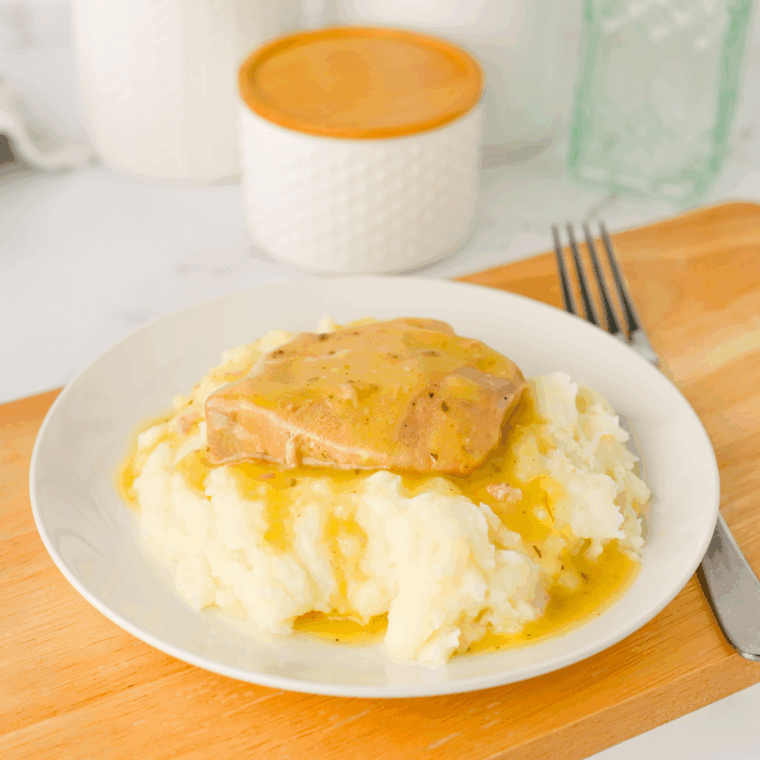 Comfort food slow cooker ranch pork chops served with sides
