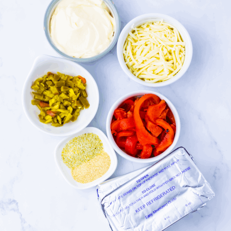 Ingredients needed for Easy Texas Christmas Dip on kitchen table.