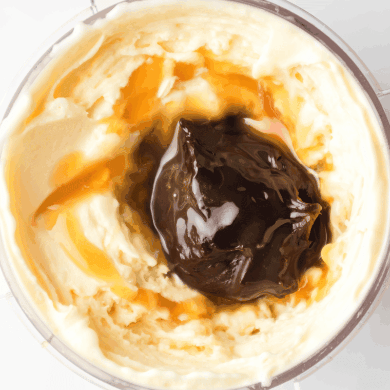 Caramel and fudge gently folded into processed ice cream