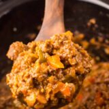 Slow cooker Root Beer Sloppy Joes served on buns with tangy, rich sauce, ready to eat.