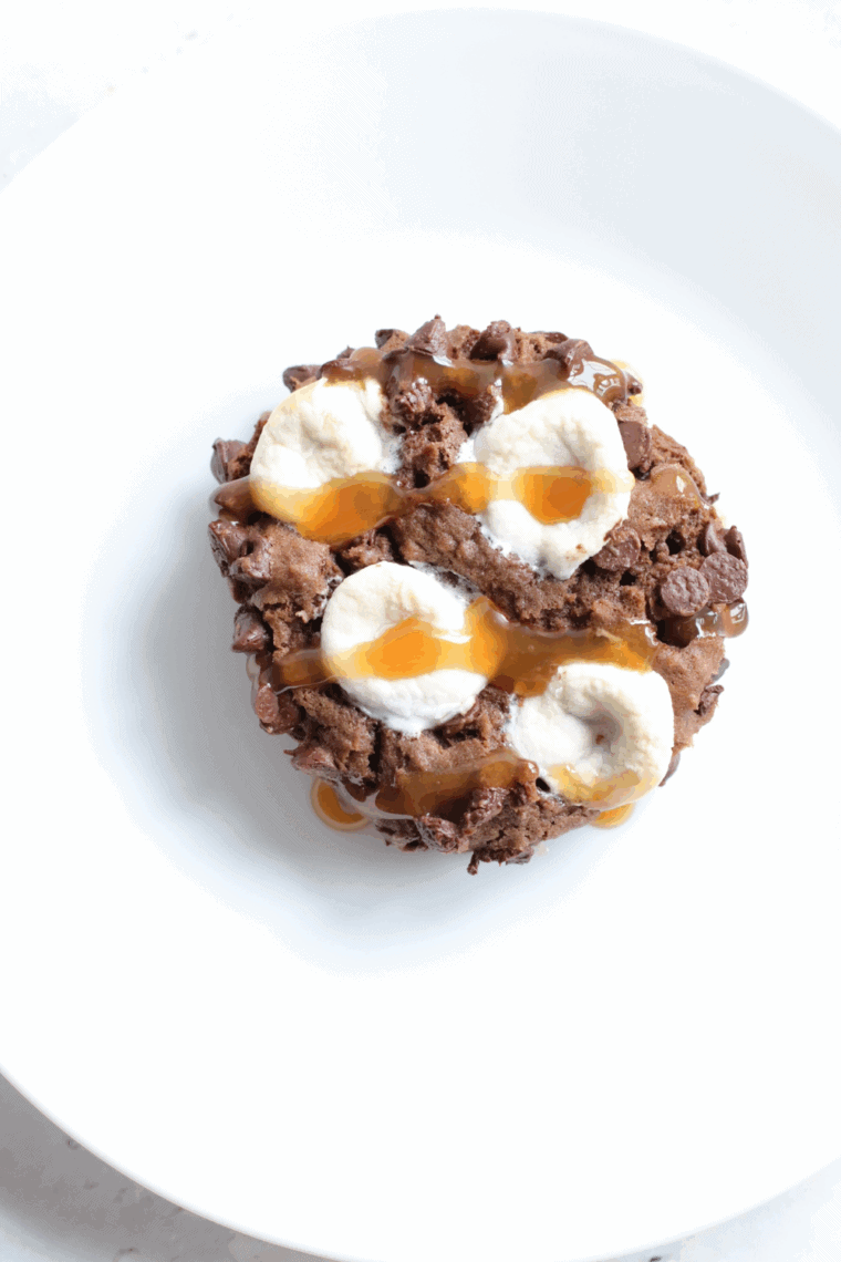 Chocolate cookies with gooey caramel centers and marshmallows fresh from the air fryer.