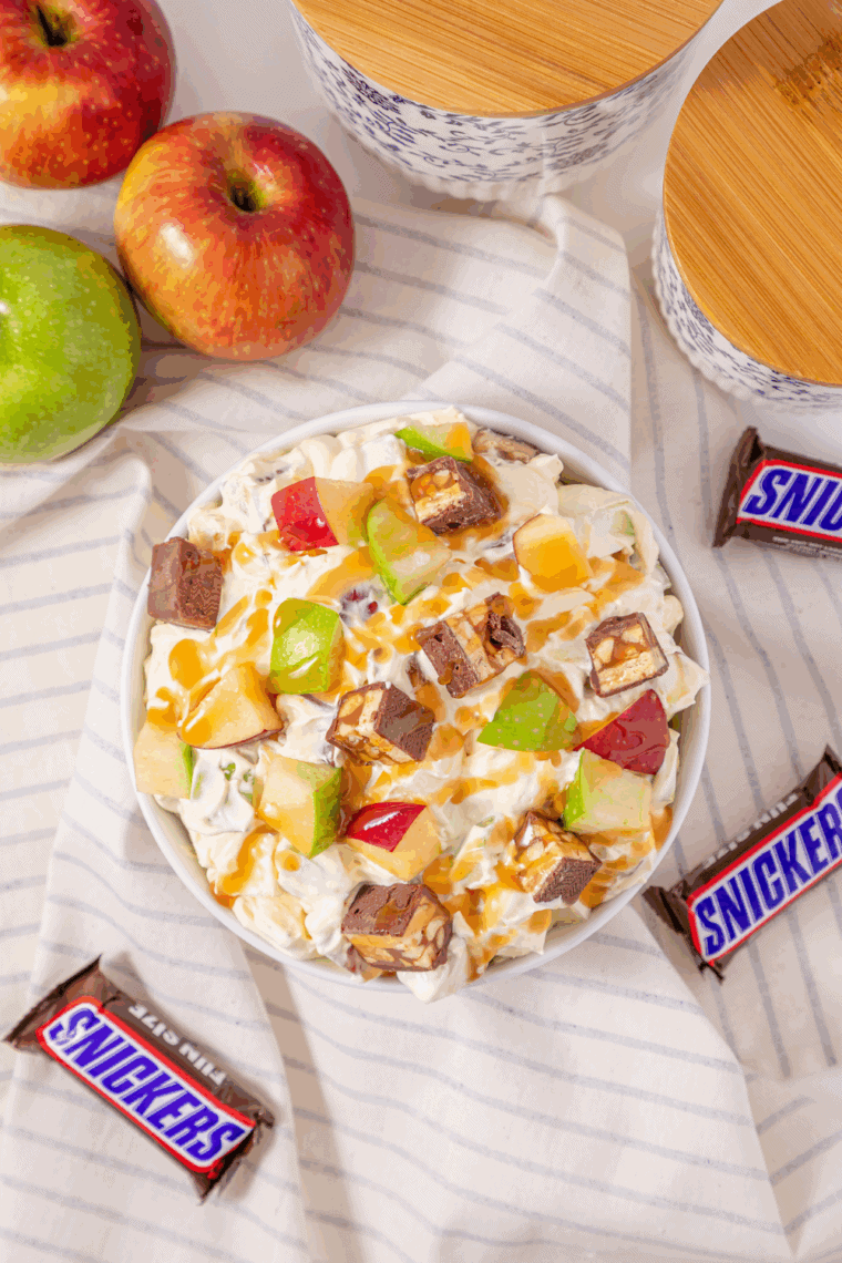 Drizzle caramel sauce over the chilled salad just before serving.