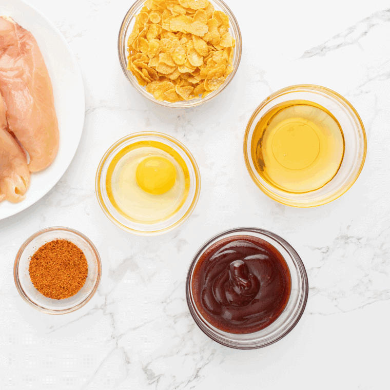 Ingredients needed for Easy Hot Honey BBQ Sauce Recipe on kitchen table.