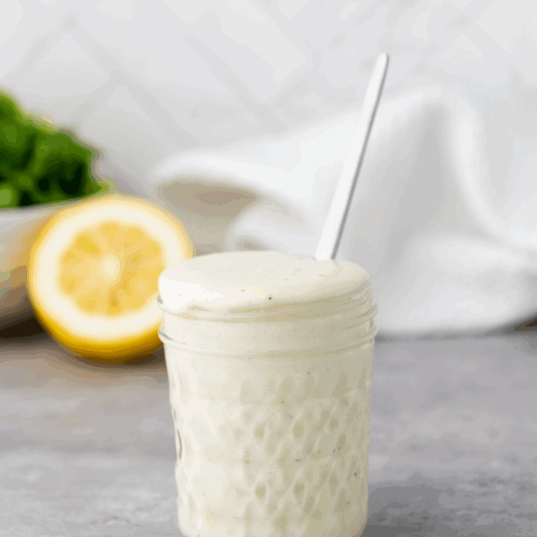 Blend all ingredients until creamy, chill for 30 minutes, then serve on salads or as a dip.