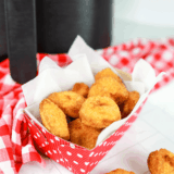Crispy golden Tyson chicken nuggets cooked in the air fryer, served hot