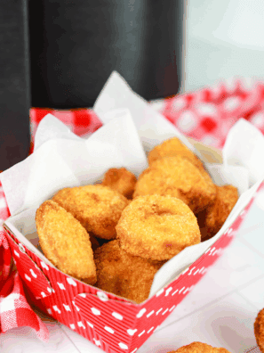 Crispy golden Tyson chicken nuggets cooked in the air fryer, served hot
