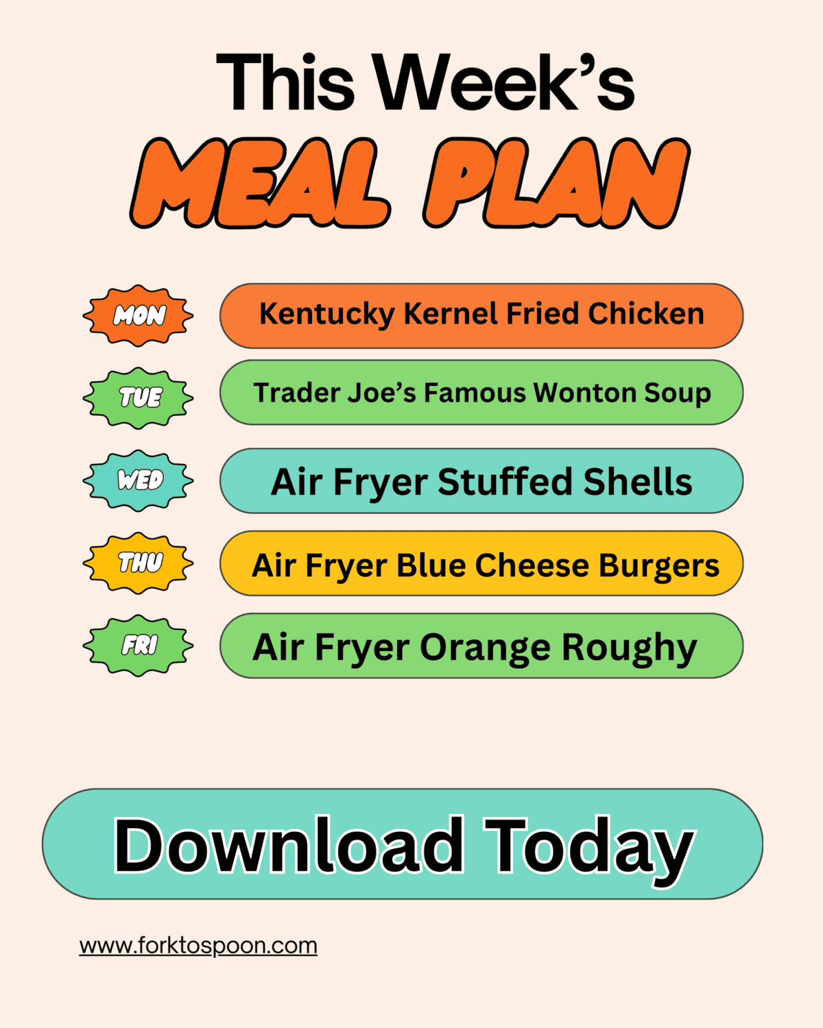 Week 67 Weekly Meal Plan #67 - Fork To Spoon
