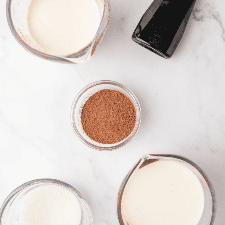 Ingredients needed for Easy Ninja Creami Chocolate Gelato on kitchen table.