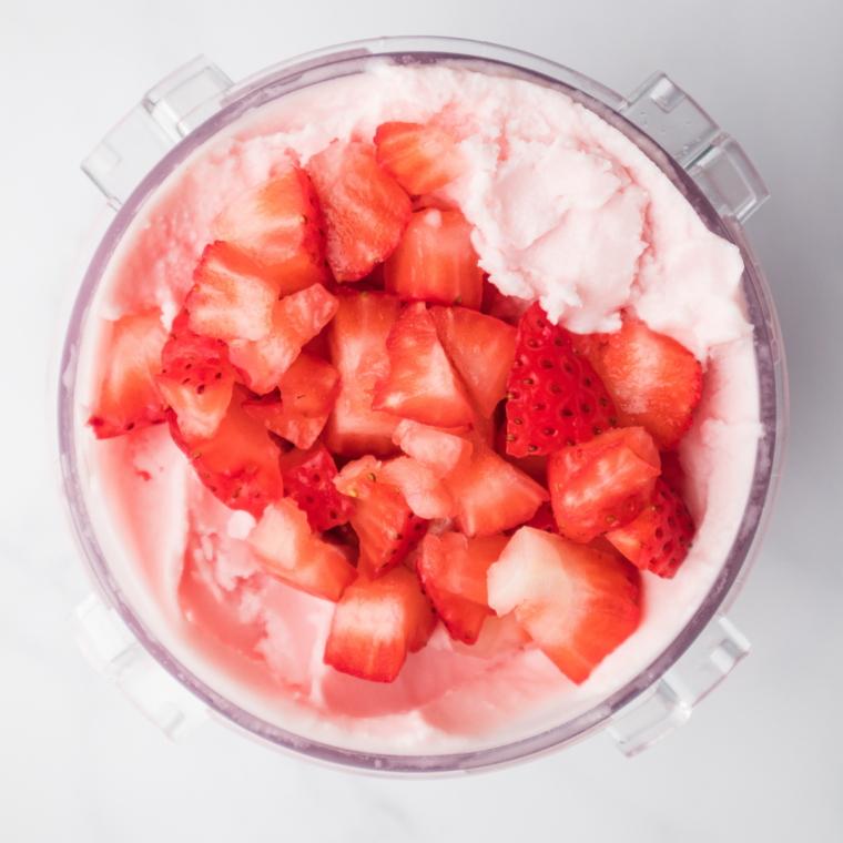 Gelato being re-mixed in Ninja Creami after adding a splash of milk for creaminess.