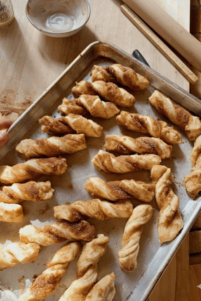 Easy puff pastry cinnamon twists baked golden and flaky