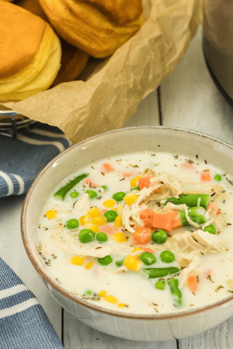 Cheesecake Factory style chicken and biscuits served on white plate.
