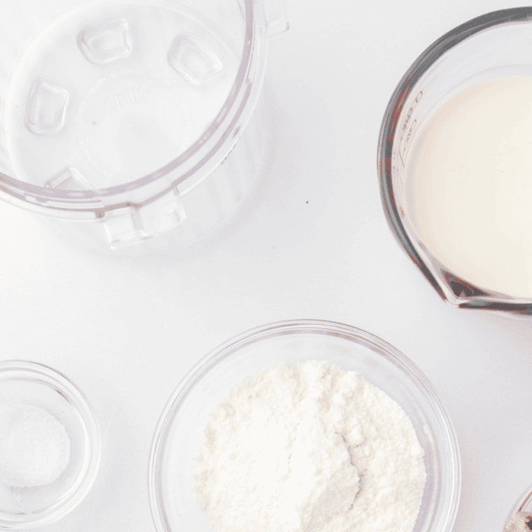 Ingredients needed for Easy Ninja Creami Baskin Robbins Copycat Bubble Gum Ice Cream on kitchen table.