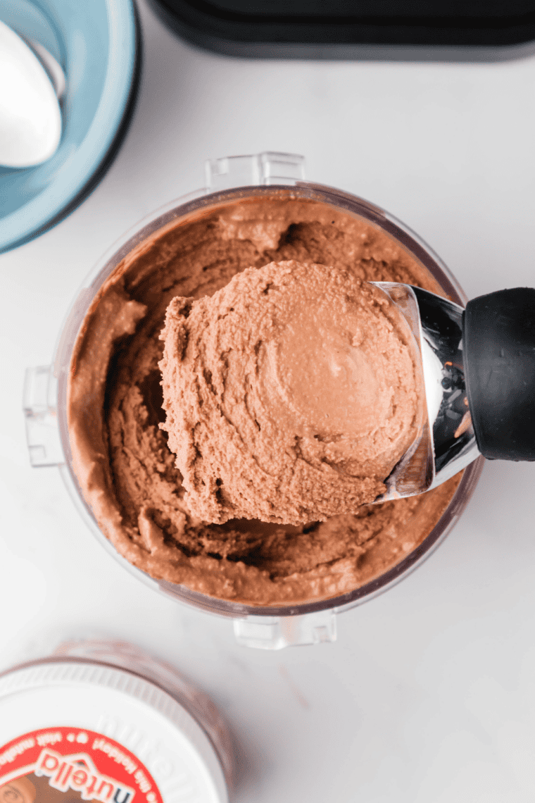 Smooth and creamy Ninja Creami Hazelnut (Nocciola) gelato served in a bowl.