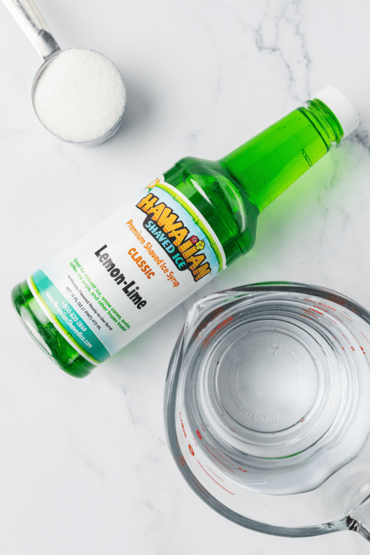 Ingredients needed for Easy Ninja Creami Lemon-Lime Italian Ice on kitchen table.