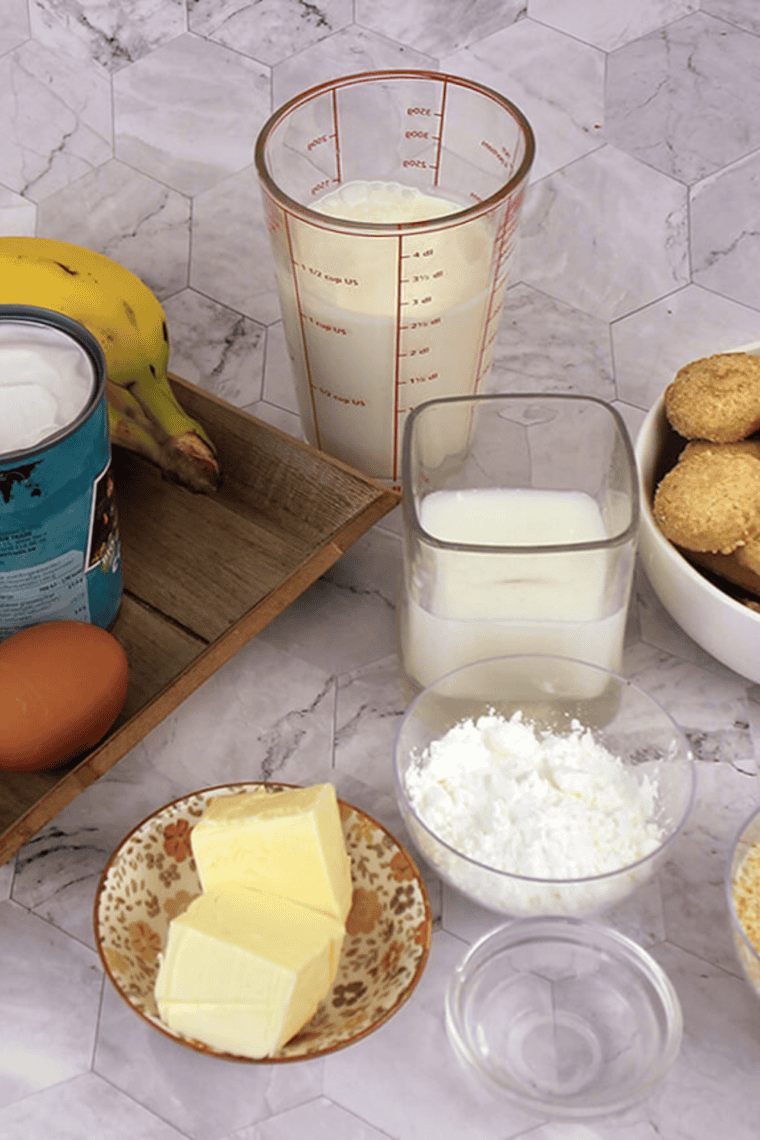 Ingredients needed for Ninja Cream Baskin Robbins Copycat Nutty Coconut Recipe on kitchen table.