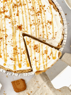 slice of creamy 3 ingredient no bake cheesecake on plate